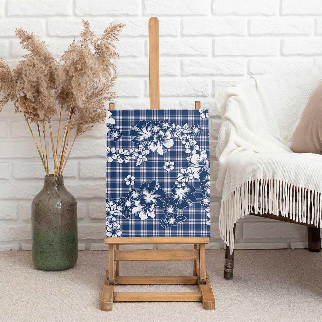 Hibiscus Pakala Cobalt Blue Royal Canvas Wall Art Tropical Floral Stylized - Polynesian Pride