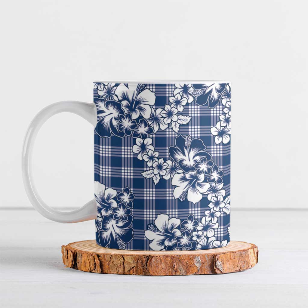 Hibiscus Pakala Cobalt Blue Royal Ceramic Mug Tropical Floral Stylized - Polynesian Pride