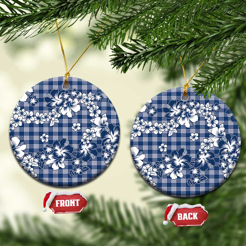 Hibiscus Pakala Cobalt Blue Royal Ceramic Ornament Tropical Floral Stylized - Polynesian Pride