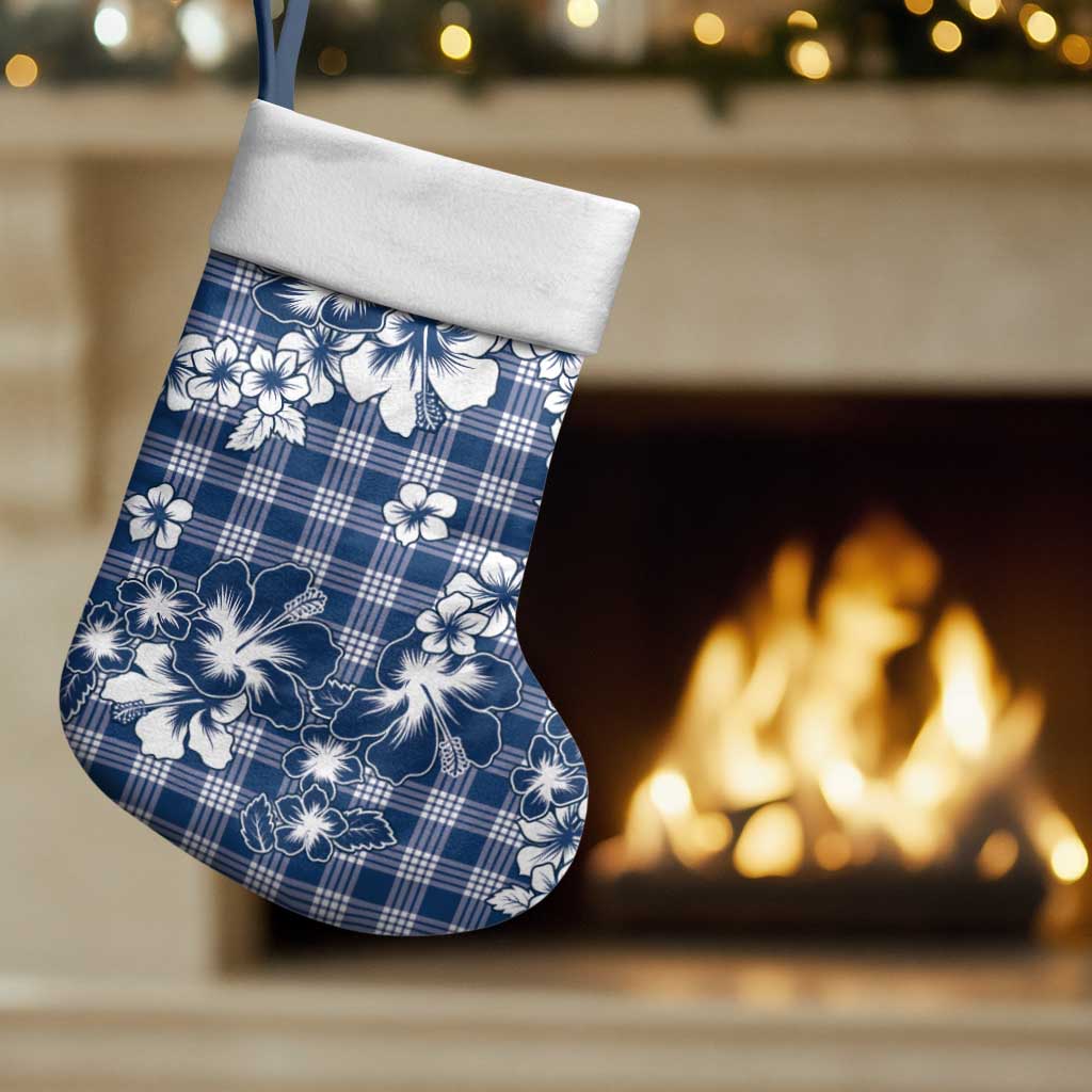 Hibiscus Pakala Cobalt Blue Royal Christmas Stocking Tropical Floral Stylized - Polynesian Pride