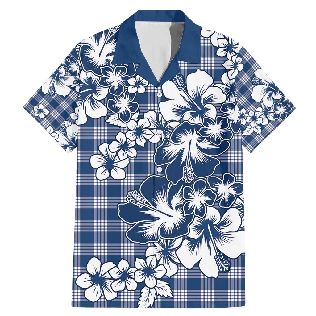 Hibiscus Pakala Cobalt Blue Royal Family Matching Mermaid Dress and Hawaiian Shirt Tropical Floral Stylized - Polynesian Pride
