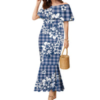 Hibiscus Pakala Cobalt Blue Royal Family Matching Mermaid Dress and Hawaiian Shirt Tropical Floral Stylized - Polynesian Pride