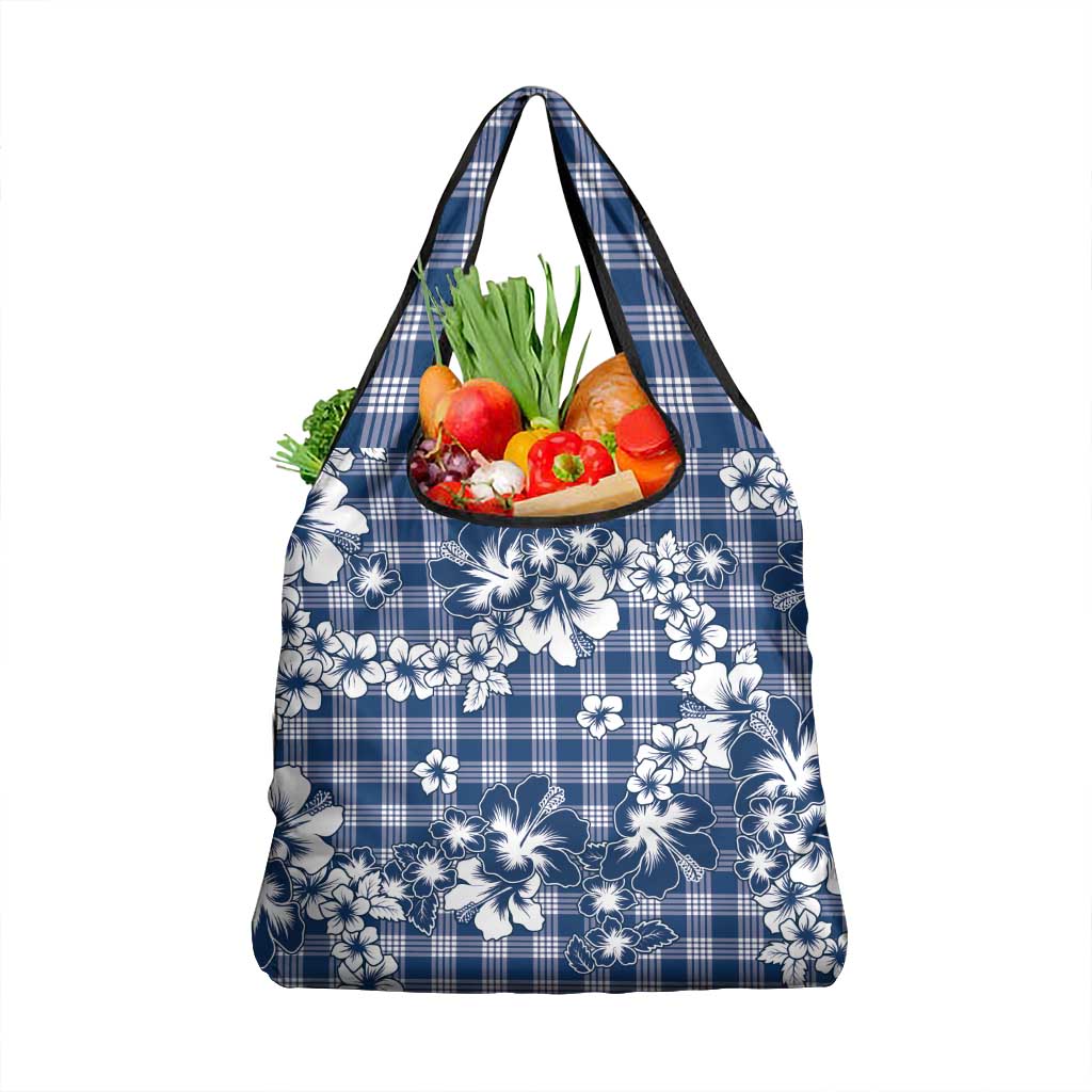 Hibiscus Pakala Cobalt Blue Royal Grocery Bag Tropical Floral Stylized - Polynesian Pride