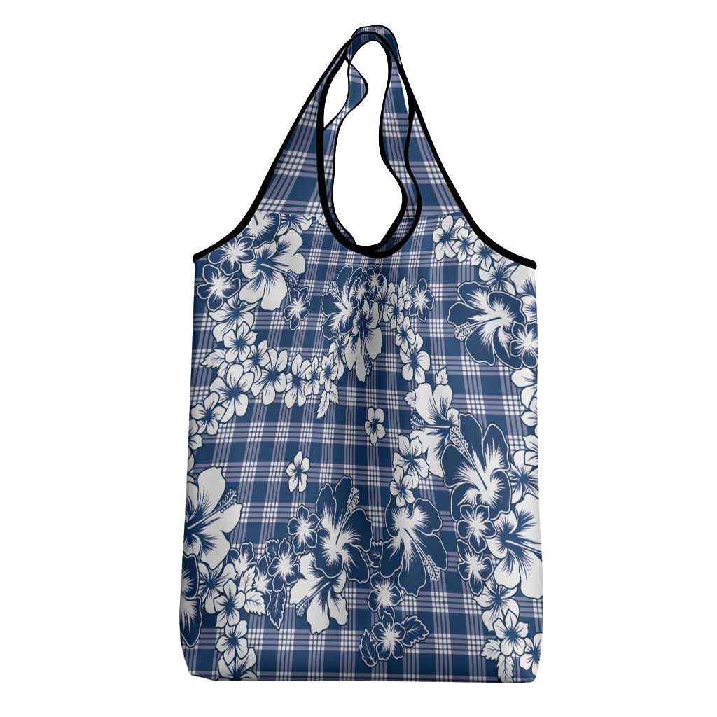 Hibiscus Pakala Cobalt Blue Royal Grocery Bag Tropical Floral Stylized - Polynesian Pride