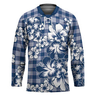 Hibiscus Pakala Cobalt Blue Royal Hockey Jersey Tropical Floral Stylized - Polynesian Pride