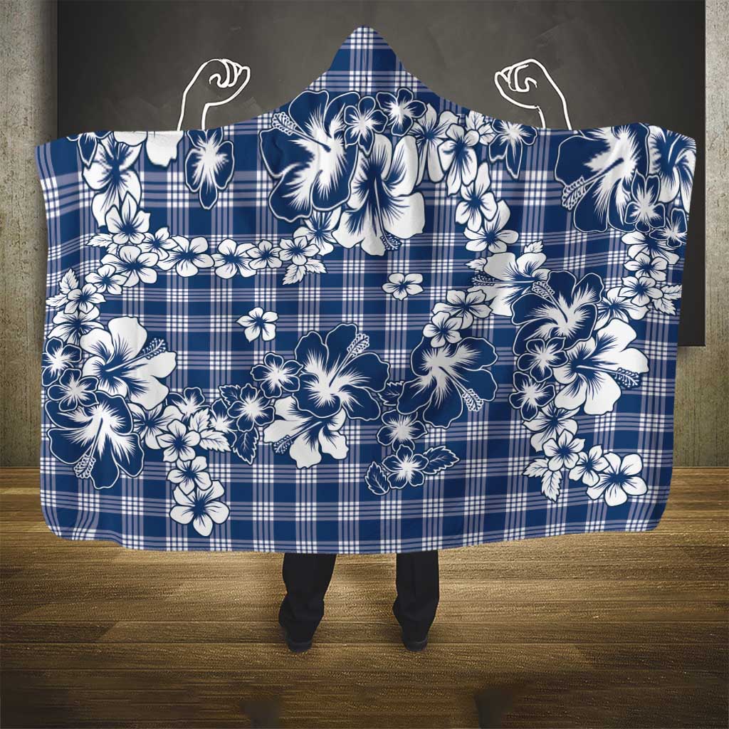 Hibiscus Pakala Cobalt Blue Royal Hooded Blanket Tropical Floral Stylized - Polynesian Pride