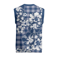 Hibiscus Pakala Cobalt Blue Royal Christmas Knitted V-Neck Vest Tropical Floral Stylized - Polynesian Pride