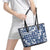 Hibiscus Pakala Cobalt Blue Royal Leather Tote Bag Tropical Floral Stylized - Polynesian Pride