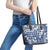 Hibiscus Pakala Cobalt Blue Royal Leather Tote Bag Tropical Floral Stylized - Polynesian Pride