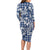 Hibiscus Pakala Cobalt Blue Royal Long Sleeve Bodycon Dress Tropical Floral Stylized - Polynesian Pride