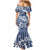 Hibiscus Pakala Cobalt Blue Royal Mermaid Dress Tropical Floral Stylized - Polynesian Pride