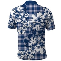 Hibiscus Pakala Cobalt Blue Royal Polo Shirt Tropical Floral Stylized - Polynesian Pride