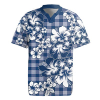 Hibiscus Pakala Cobalt Blue Royal Rugby Jersey Tropical Floral Stylized - Polynesian Pride