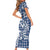 Hibiscus Pakala Cobalt Blue Royal Short Sleeve Bodycon Dress Tropical Floral Stylized - Polynesian Pride