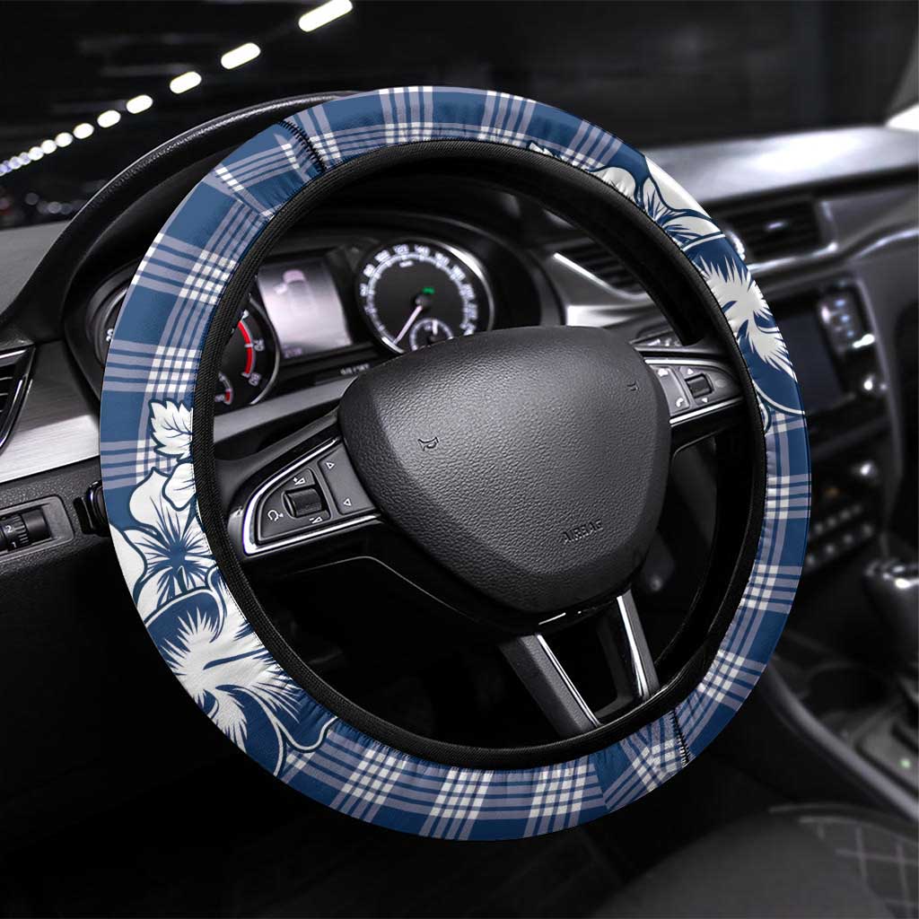 Hibiscus Pakala Cobalt Blue Royal Steering Wheel Cover Tropical Floral Stylized - Polynesian Pride