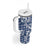 Hibiscus Pakala Cobalt Blue Royal Tumbler With Handle Tropical Floral Stylized - Polynesian Pride
