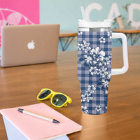 Hibiscus Pakala Cobalt Blue Royal Tumbler With Handle Tropical Floral Stylized - Polynesian Pride