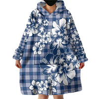 Hibiscus Pakala Cobalt Blue Royal Wearable Blanket Hoodie Tropical Floral Stylized - Polynesian Pride