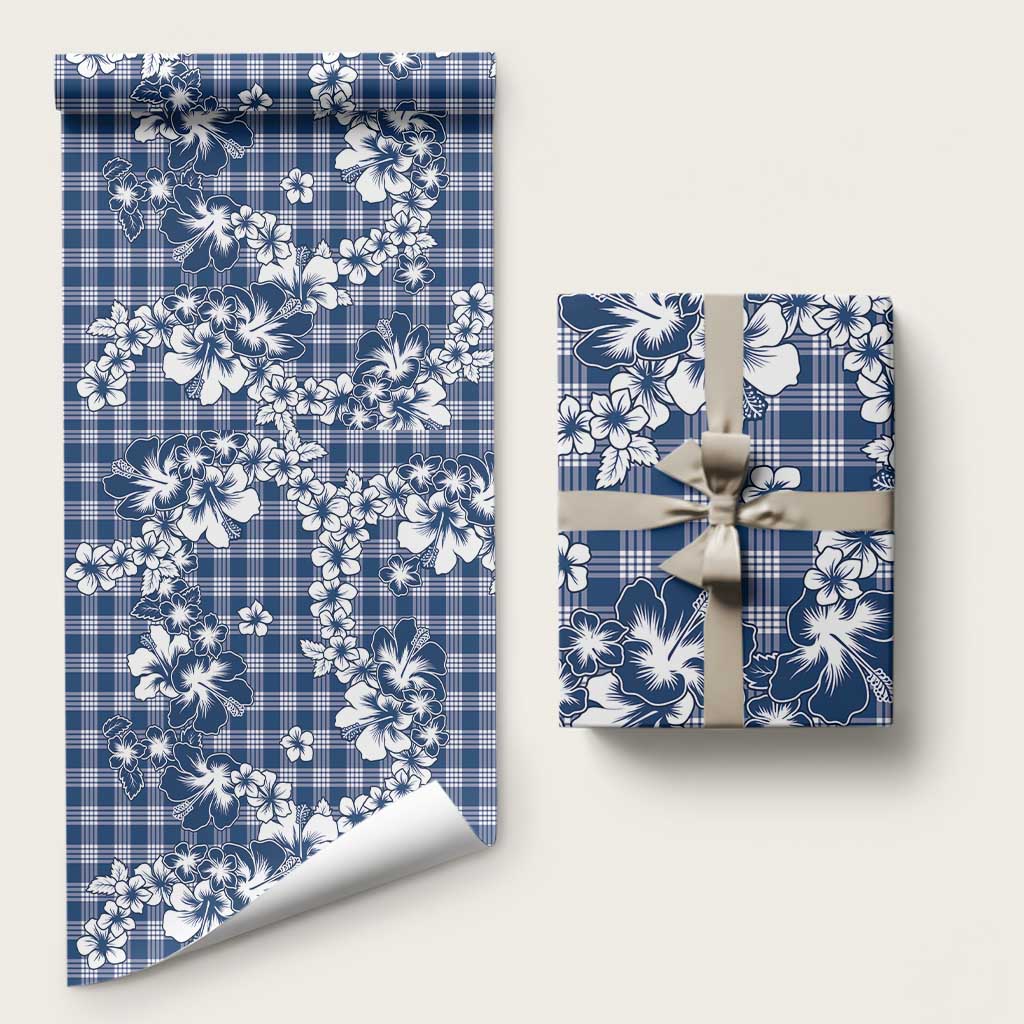 Hibiscus Pakala Cobalt Blue Royal Wrapping Paper Tropical Floral Stylized - Polynesian Pride