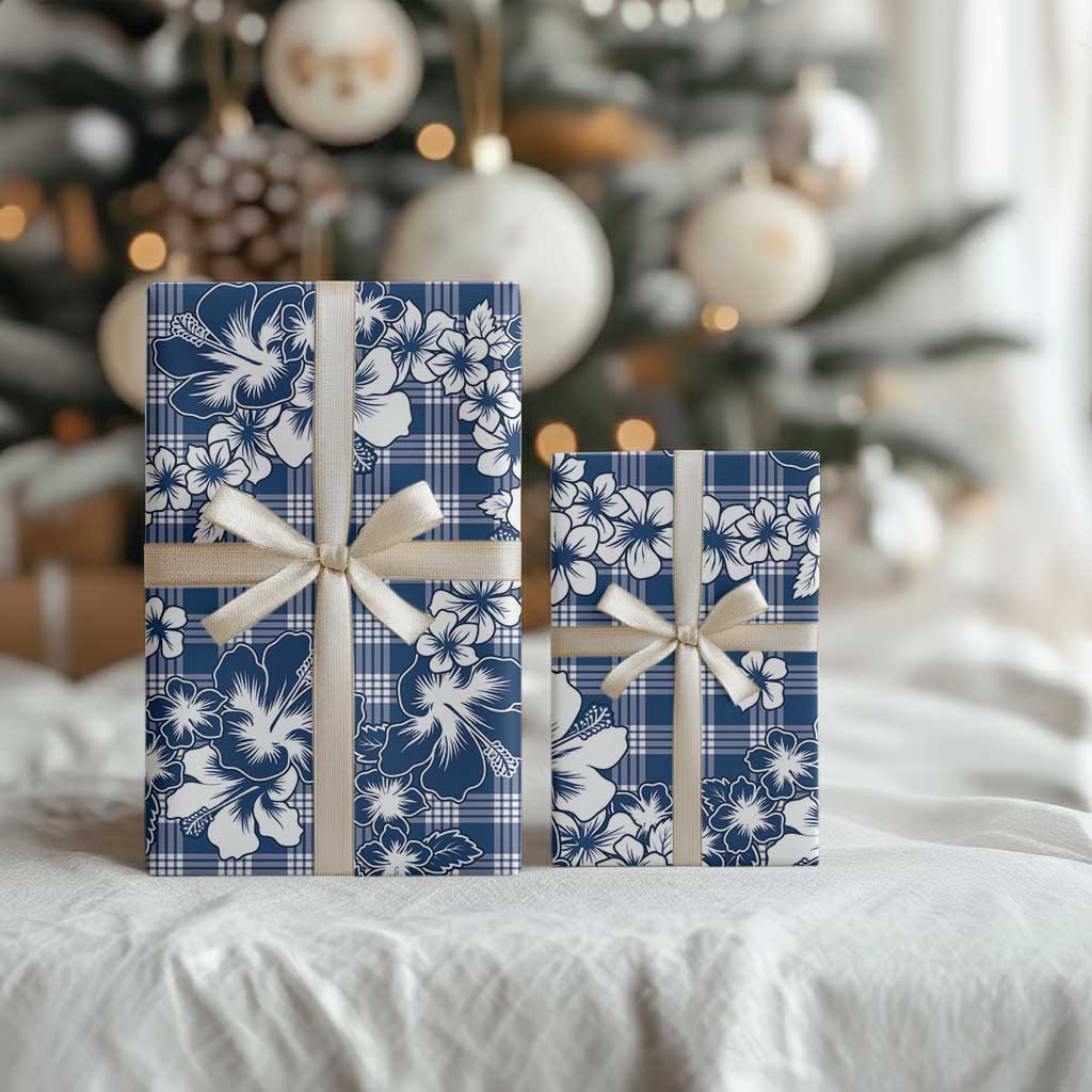 Hibiscus Pakala Cobalt Blue Royal Wrapping Paper Tropical Floral Stylized - Polynesian Pride