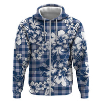 Hibiscus Pakala Cobalt Blue Royal Zip Hoodie Tropical Floral Stylized - Polynesian Pride