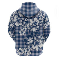 Hibiscus Pakala Cobalt Blue Royal Zip Hoodie Tropical Floral Stylized - Polynesian Pride