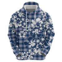 Hibiscus Pakala Cobalt Blue Royal Zip Hoodie Tropical Floral Stylized - Polynesian Pride