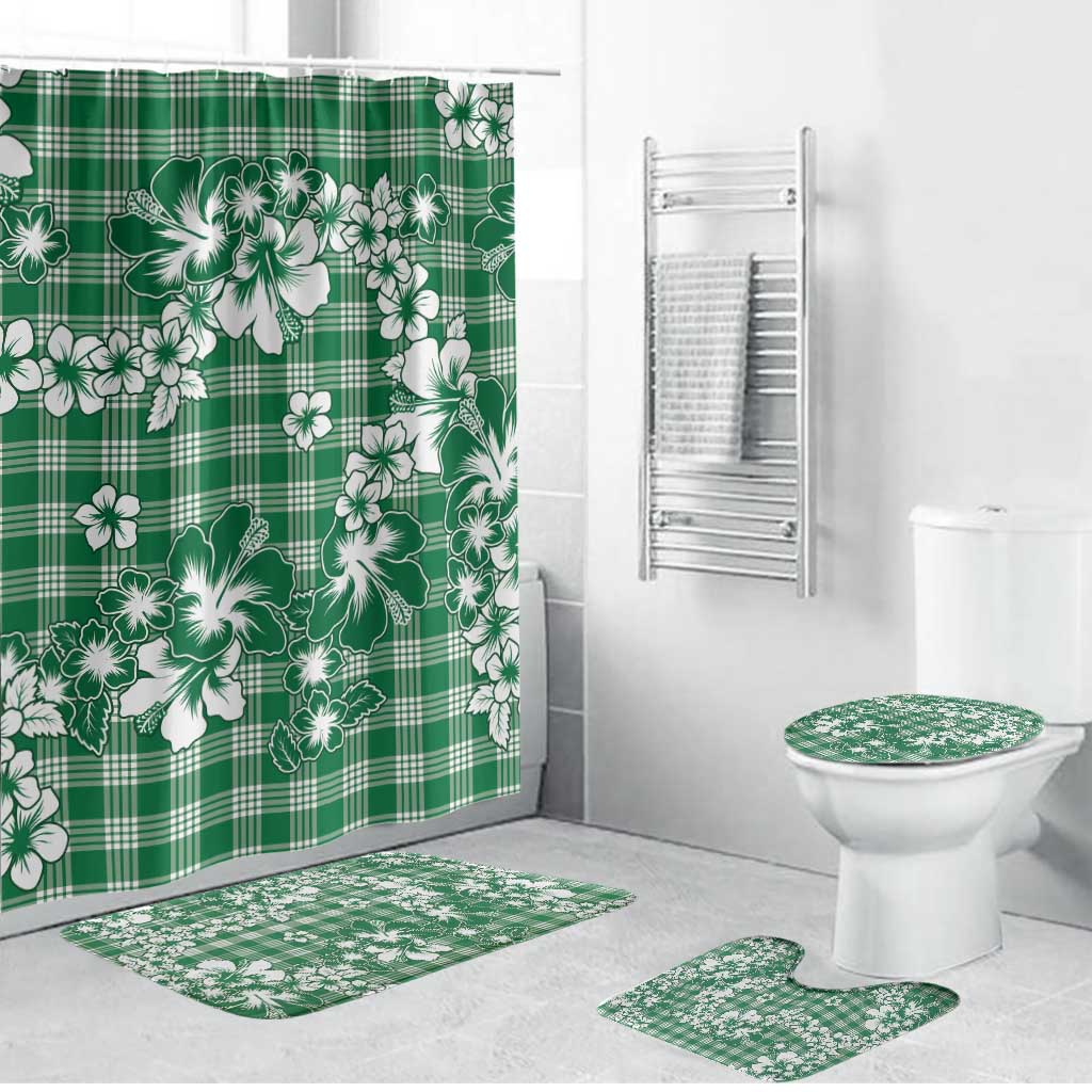 Hibiscus Pakala Emerald Green Bathroom Set Tropical Floral Stylized - Polynesian Pride