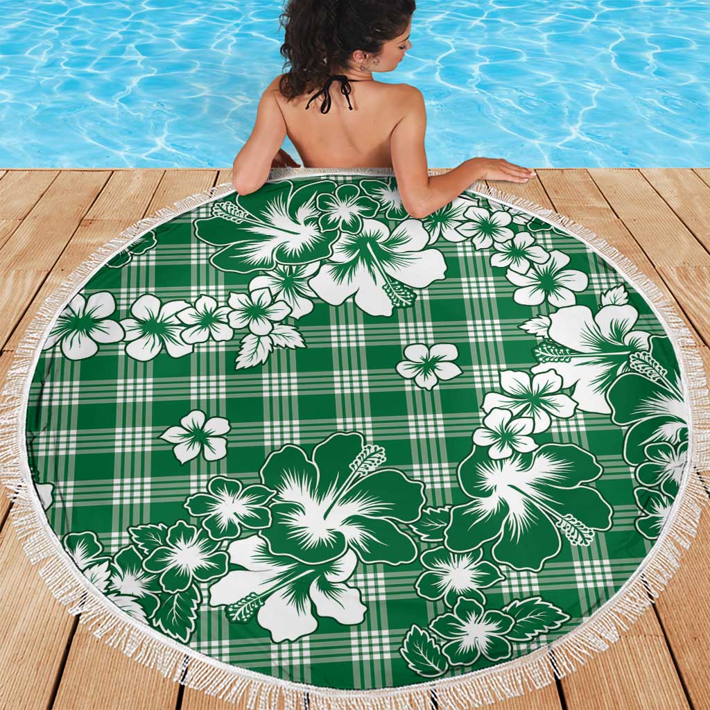 Hibiscus Pakala Emerald Green Beach Blanket Tropical Floral Stylized - Polynesian Pride