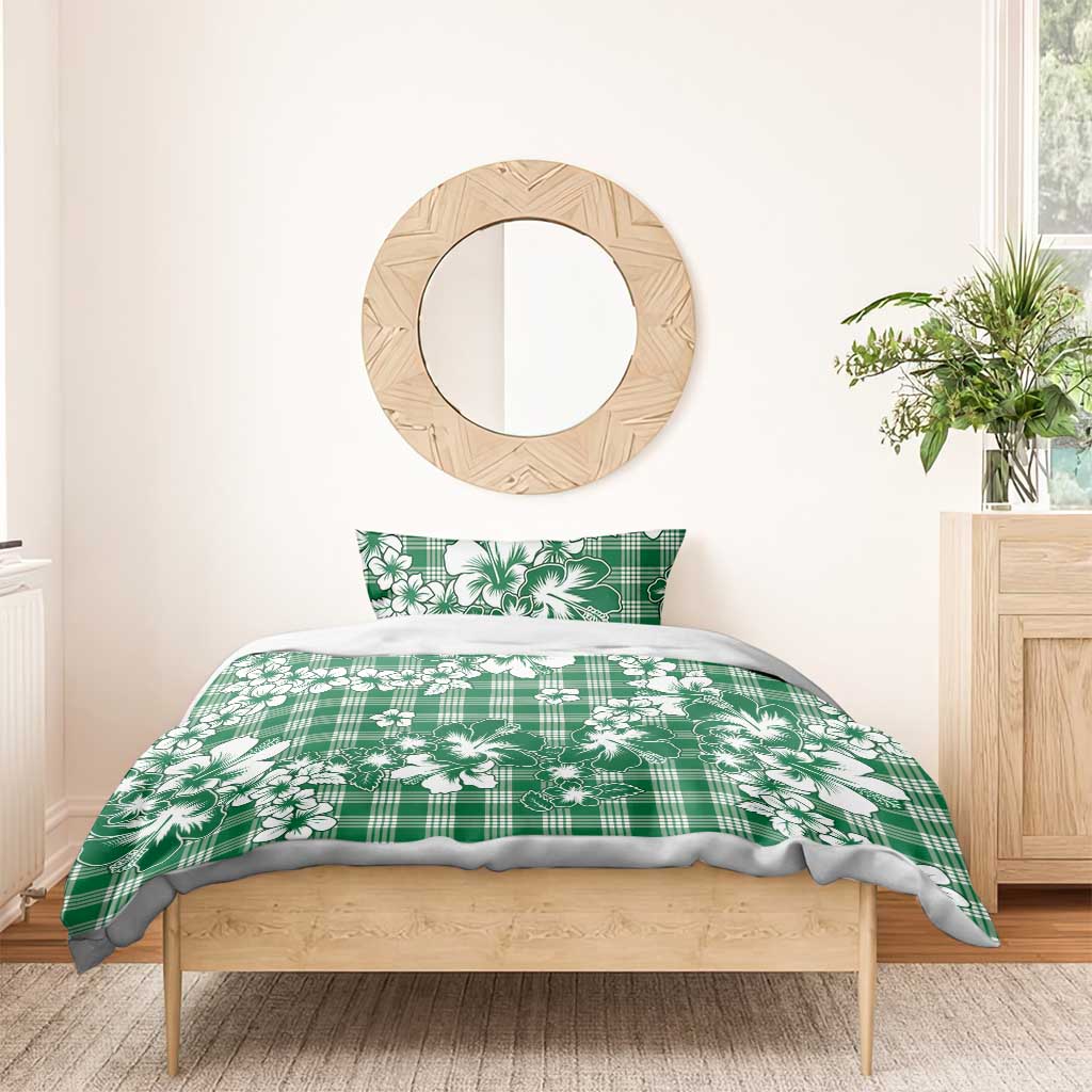Hibiscus Pakala Emerald Green Bedding Set Tropical Floral Stylized - Polynesian Pride