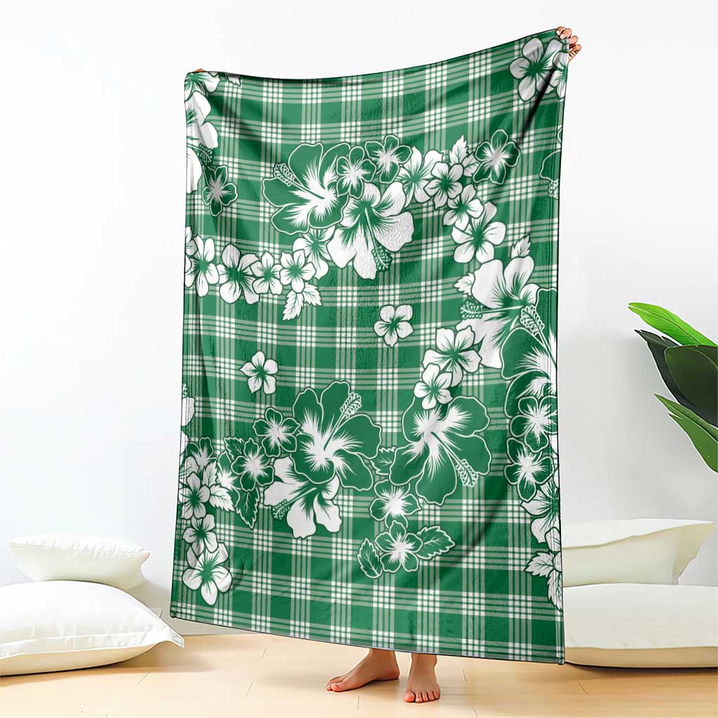 Hibiscus Pakala Emerald Green Blanket Tropical Floral Stylized - Polynesian Pride