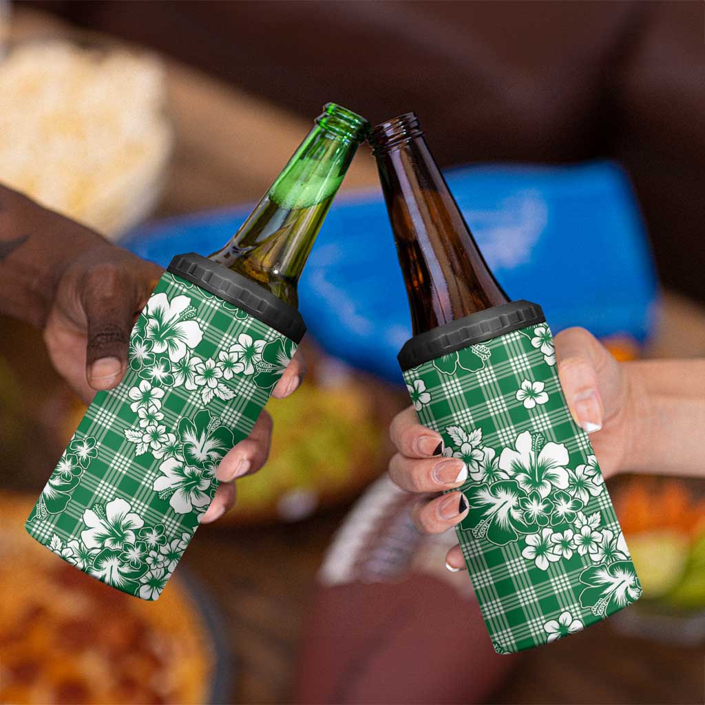 Hibiscus Pakala Emerald Green 4 in 1 Can Cooler Tumbler Tropical Floral Stylized - Polynesian Pride