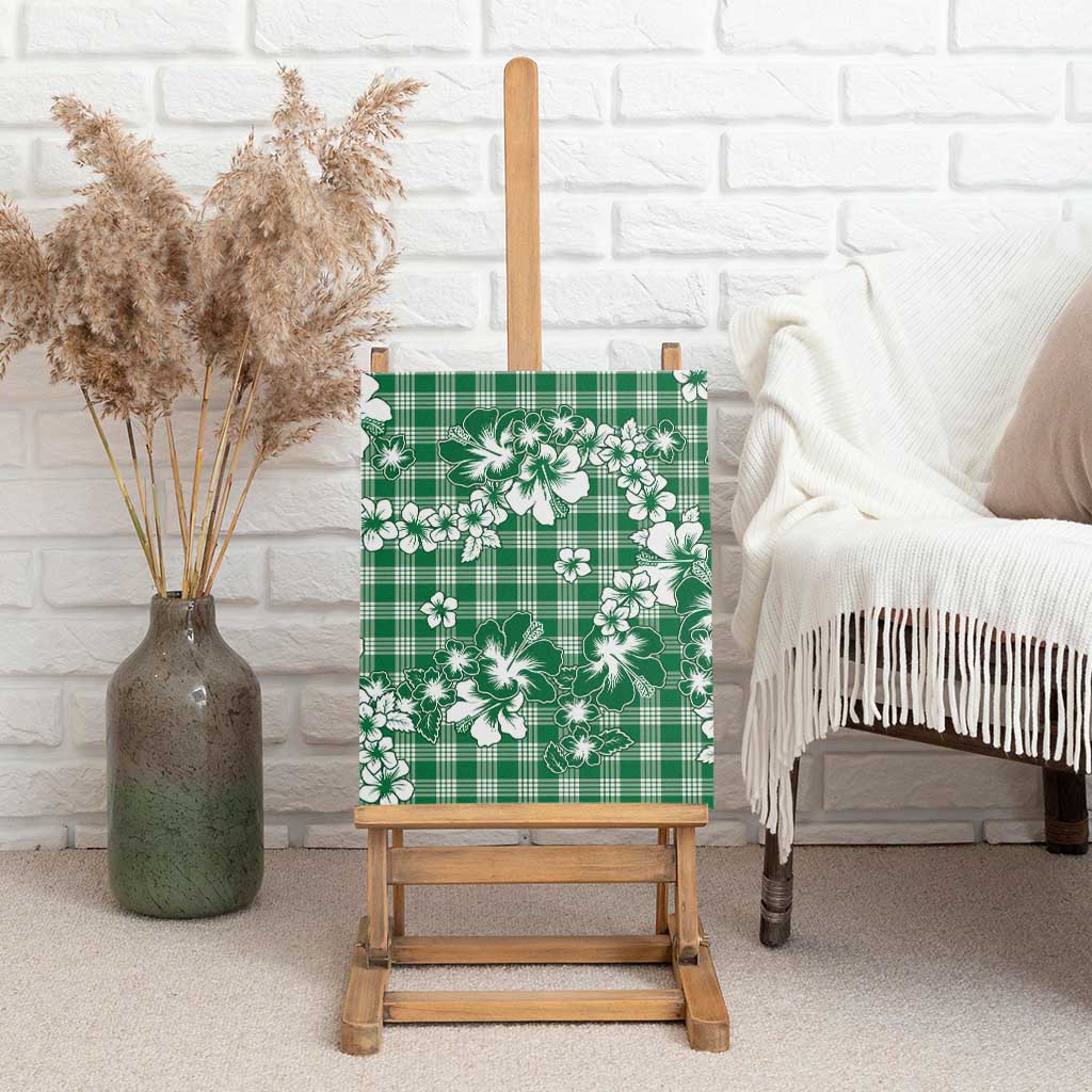 Hibiscus Pakala Emerald Green Canvas Wall Art Tropical Floral Stylized - Polynesian Pride