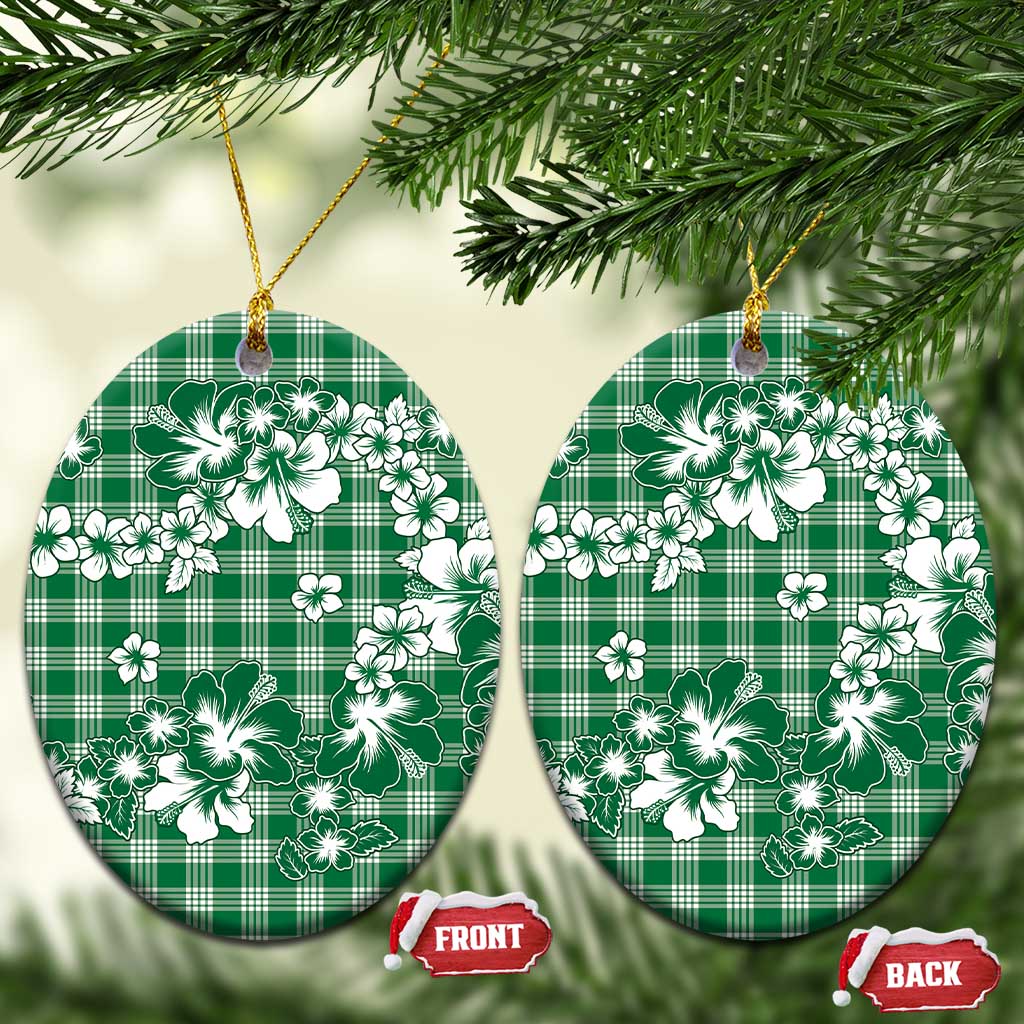 Hibiscus Pakala Emerald Green Ceramic Ornament Tropical Floral Stylized - Polynesian Pride
