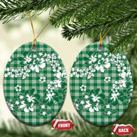 Hibiscus Pakala Emerald Green Ceramic Ornament Tropical Floral Stylized - Polynesian Pride