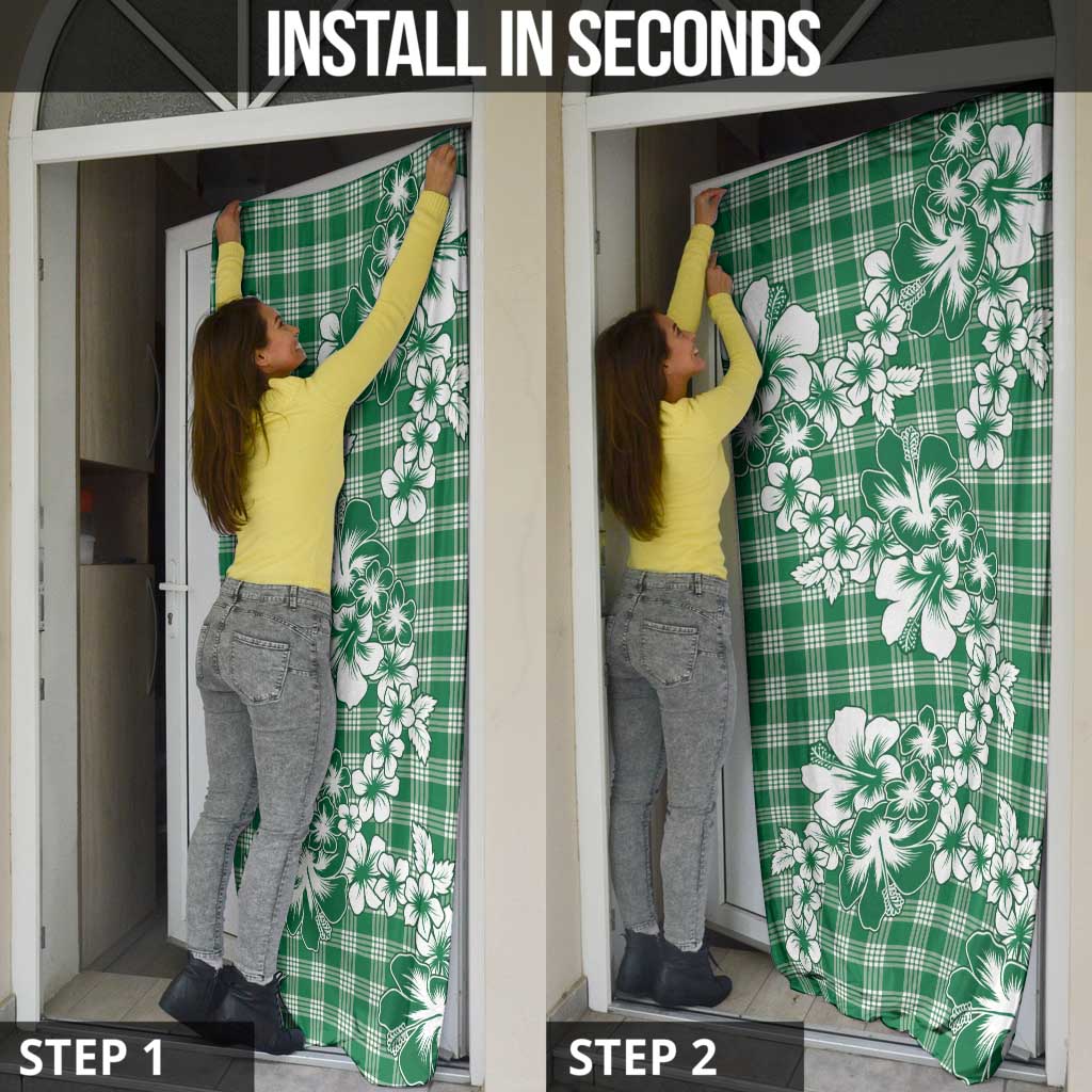 Hibiscus Pakala Emerald Green Door Cover Tropical Floral Stylized - Polynesian Pride