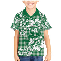 Hibiscus Pakala Emerald Green Family Matching Mermaid Dress and Hawaiian Shirt Tropical Floral Stylized - Polynesian Pride
