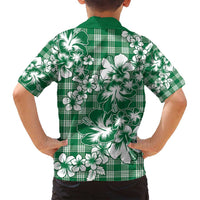 Hibiscus Pakala Emerald Green Family Matching Puletasi and Hawaiian Shirt Tropical Floral Stylized - Polynesian Pride