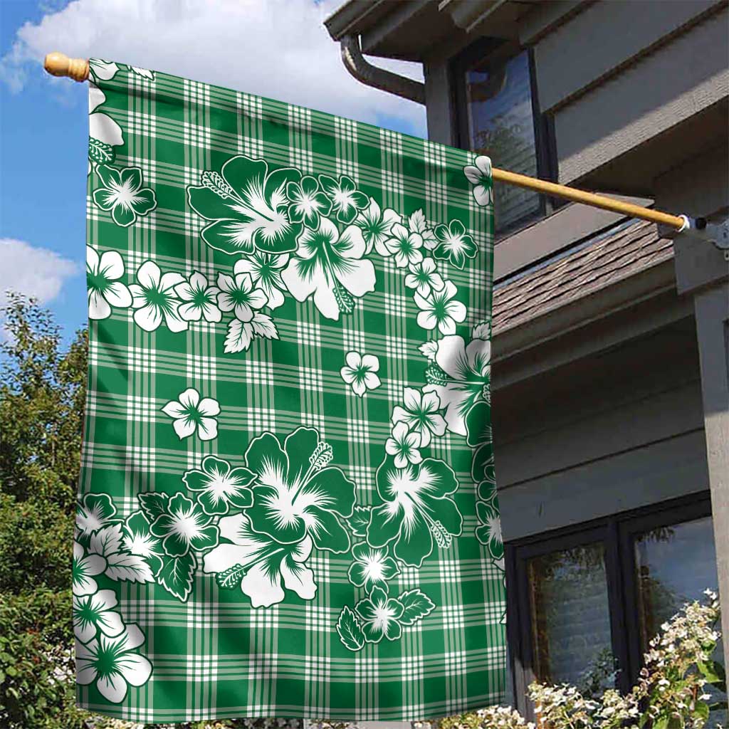 Hibiscus Pakala Emerald Green Garden Flag Tropical Floral Stylized - Polynesian Pride