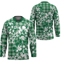 Hibiscus Pakala Emerald Green Hockey Jersey Tropical Floral Stylized - Polynesian Pride