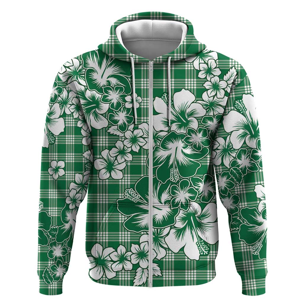 Hibiscus Pakala Emerald Green Hoodie Tropical Floral Stylized - Polynesian Pride