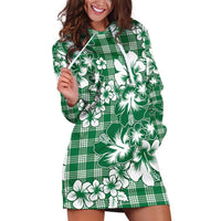 Hibiscus Pakala Emerald Green Hoodie Dress Tropical Floral Stylized - Polynesian Pride