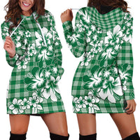 Hibiscus Pakala Emerald Green Hoodie Dress Tropical Floral Stylized - Polynesian Pride