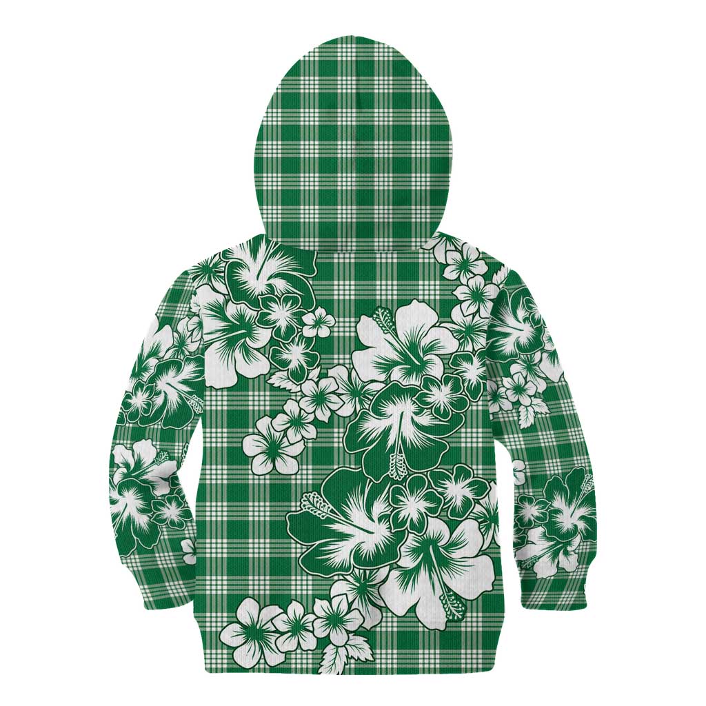 Hibiscus Pakala Emerald Green Kid Hoodie Tropical Floral Stylized - Polynesian Pride