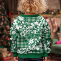 Hibiscus Pakala Emerald Green Kid Ugly Christmas Sweater Tropical Floral Stylized - Polynesian Pride
