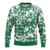 Hibiscus Pakala Emerald Green Ugly Christmas Sweater Tropical Floral Stylized - Polynesian Pride