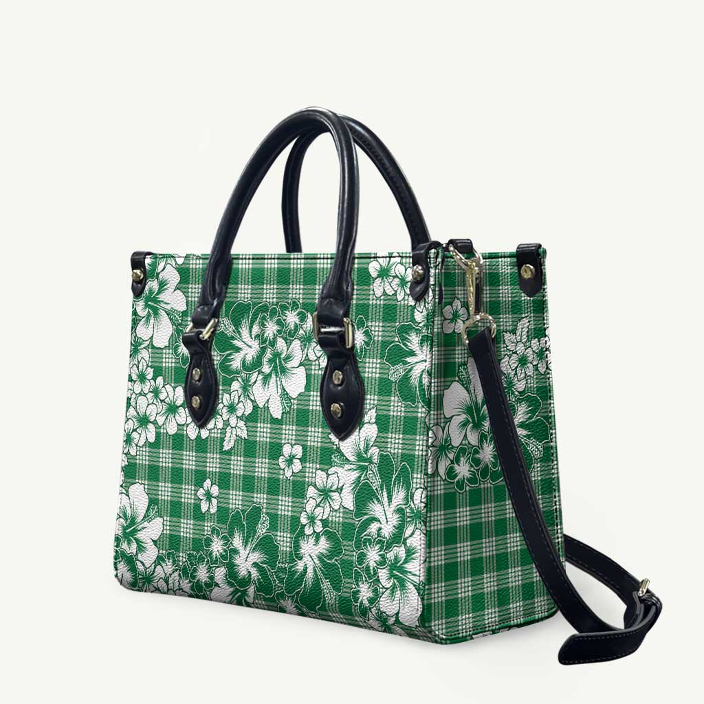 Hibiscus Pakala Emerald Green Leather Bag Tropical Floral Stylized - Polynesian Pride