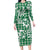 Hibiscus Pakala Emerald Green Long Sleeve Bodycon Dress Tropical Floral Stylized - Polynesian Pride