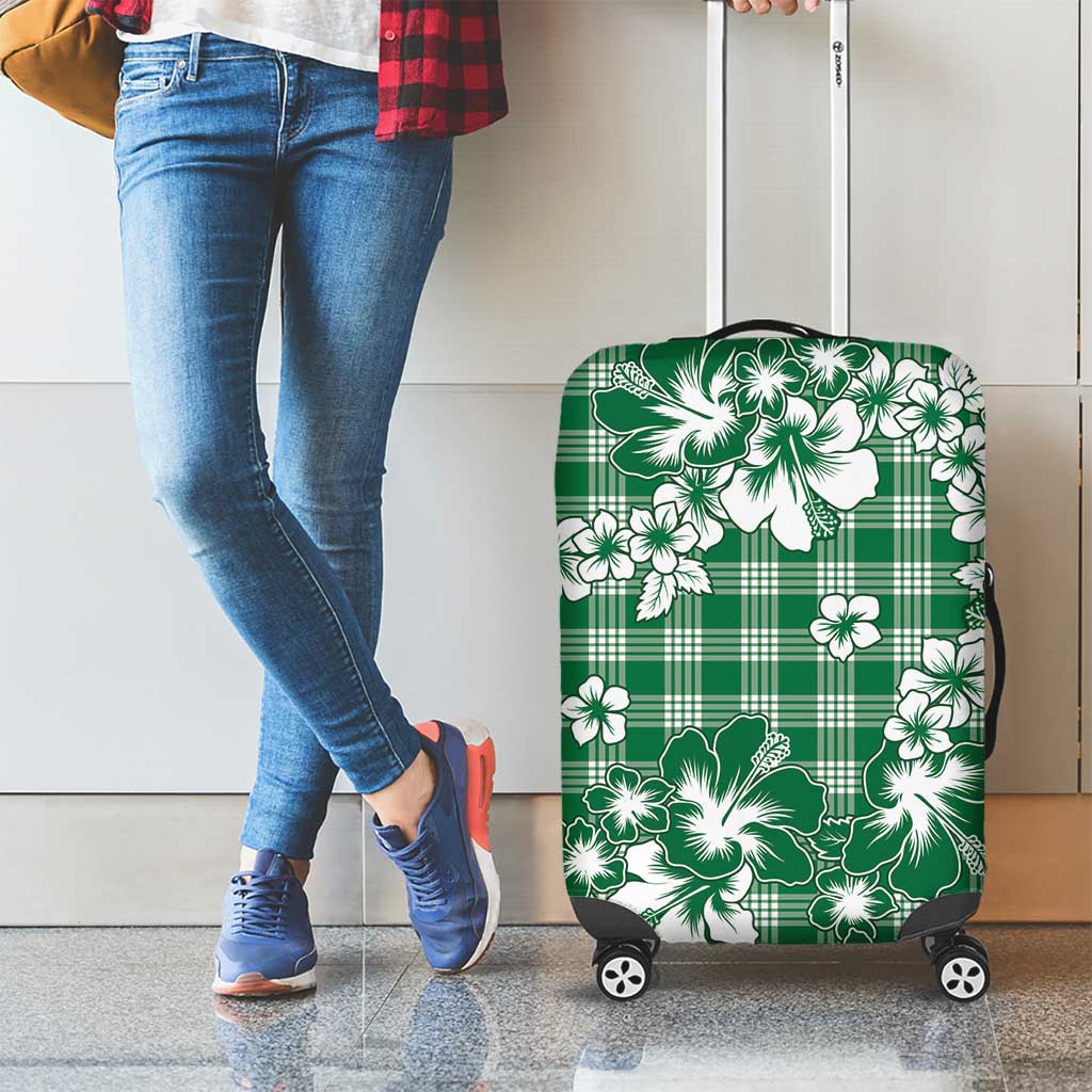 Hibiscus Pakala Emerald Green Luggage Cover Tropical Floral Stylized - Polynesian Pride