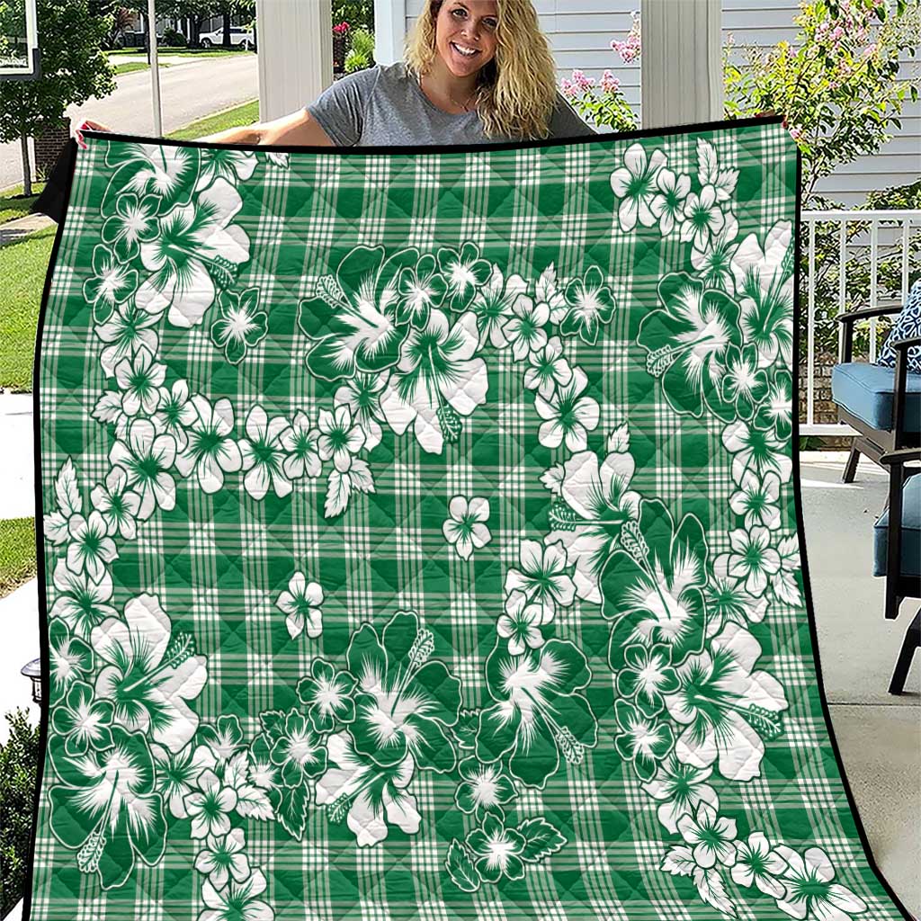 Hibiscus Pakala Emerald Green Quilt Tropical Floral Stylized - Polynesian Pride